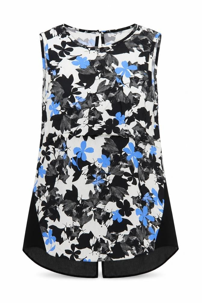 Oasis Womens Multicoloured Geometric Viscose Basic Tank Size 8 Round Neck