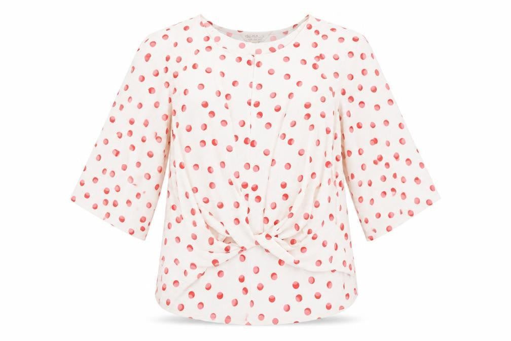 Miss Selfridge Womens White Geometric Polyester Basic Blouse Size 10 Round Neck