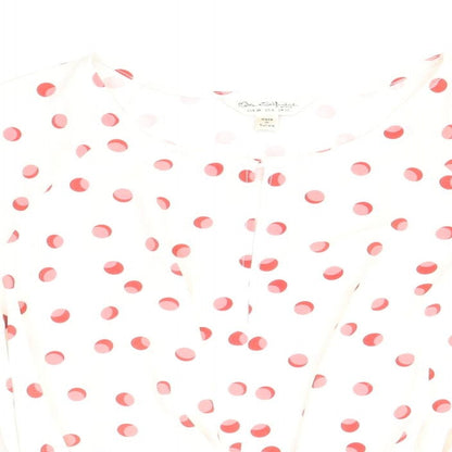 Miss Selfridge Womens White Geometric Polyester Basic Blouse Size 10 Round Neck