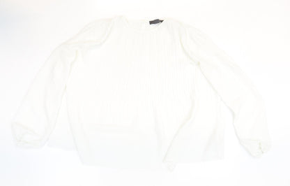 Primark Womens White Polyester Basic Blouse Size 6 Round Neck