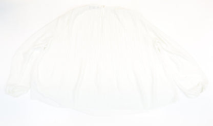 Primark Womens White Polyester Basic Blouse Size 6 Round Neck