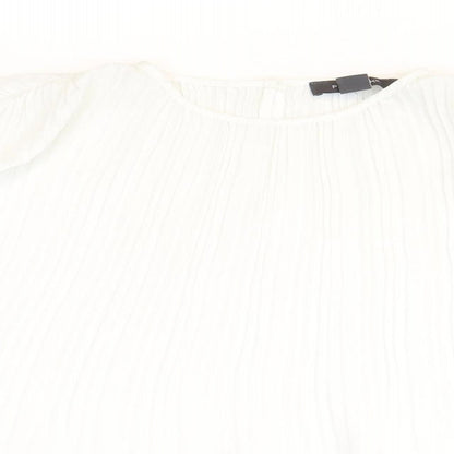 Primark Womens White Polyester Basic Blouse Size 6 Round Neck