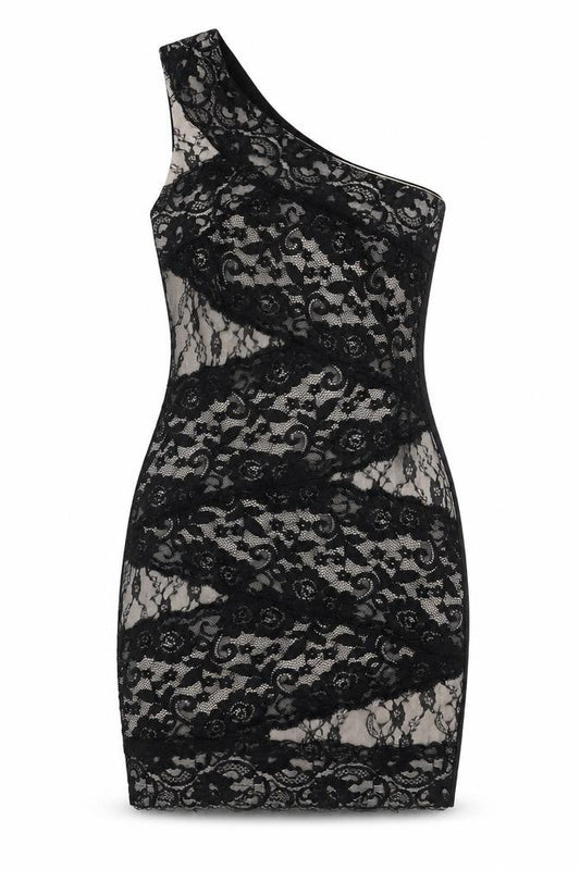 Lipsy Womens Black Geometric Polyester Fit & Flare Size 8 Round Neck Zip