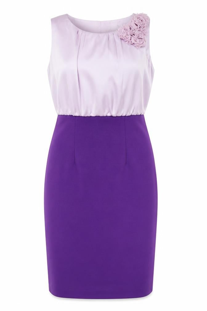 Minuet petite Womens Purple Polyacrylate Fibre Shift Size 12 Round Neck Zip