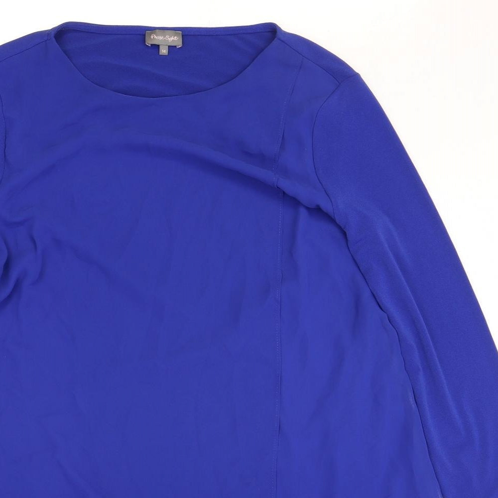 Phase Eight Womens Blue Polyester A-Line Size 14 Round Neck Pullover