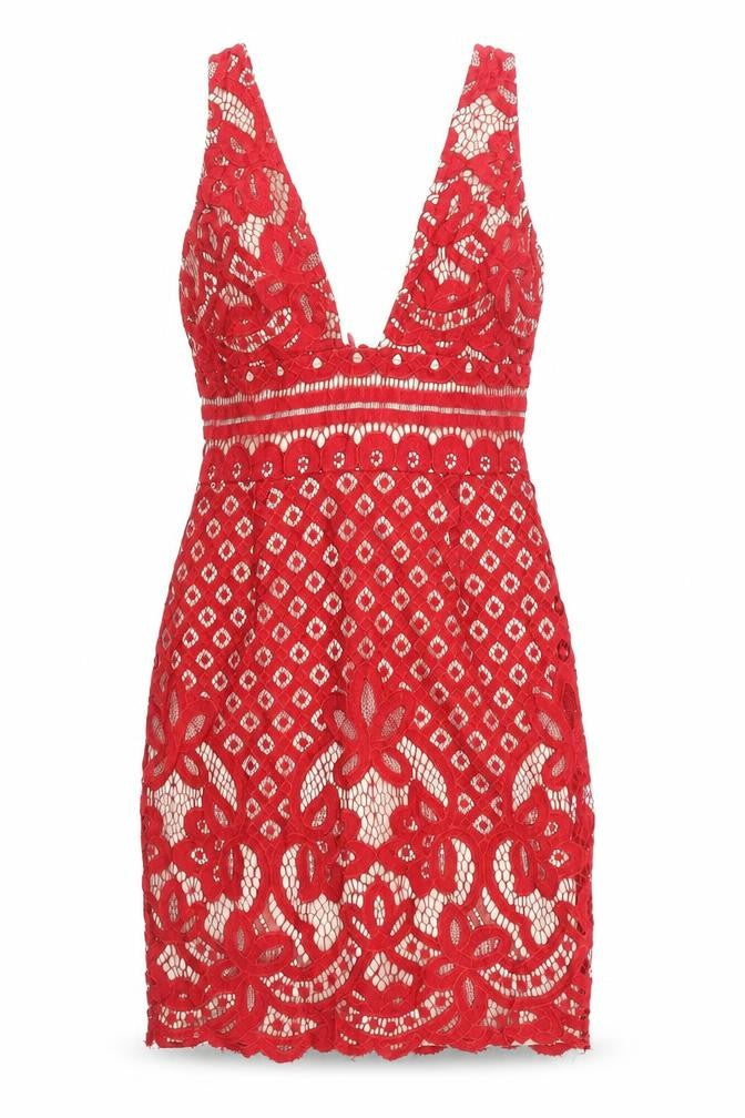 M Womens Red Geometric Nylon A-Line Size 8 V-Neck Zip