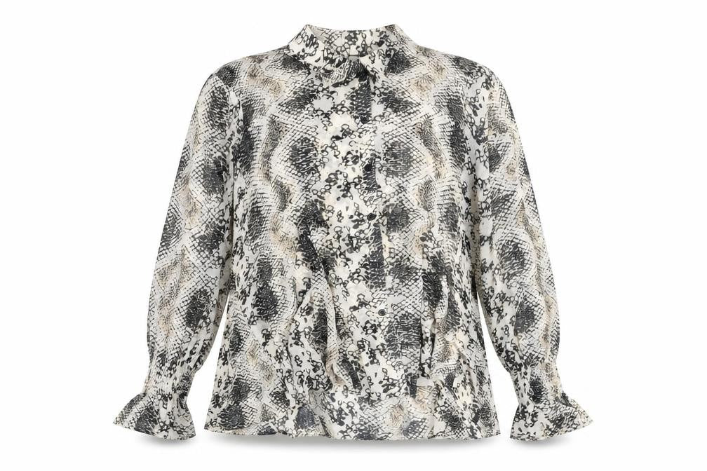 NU Womens Black Geometric Polyester Basic Button-Up Size S V-Neck