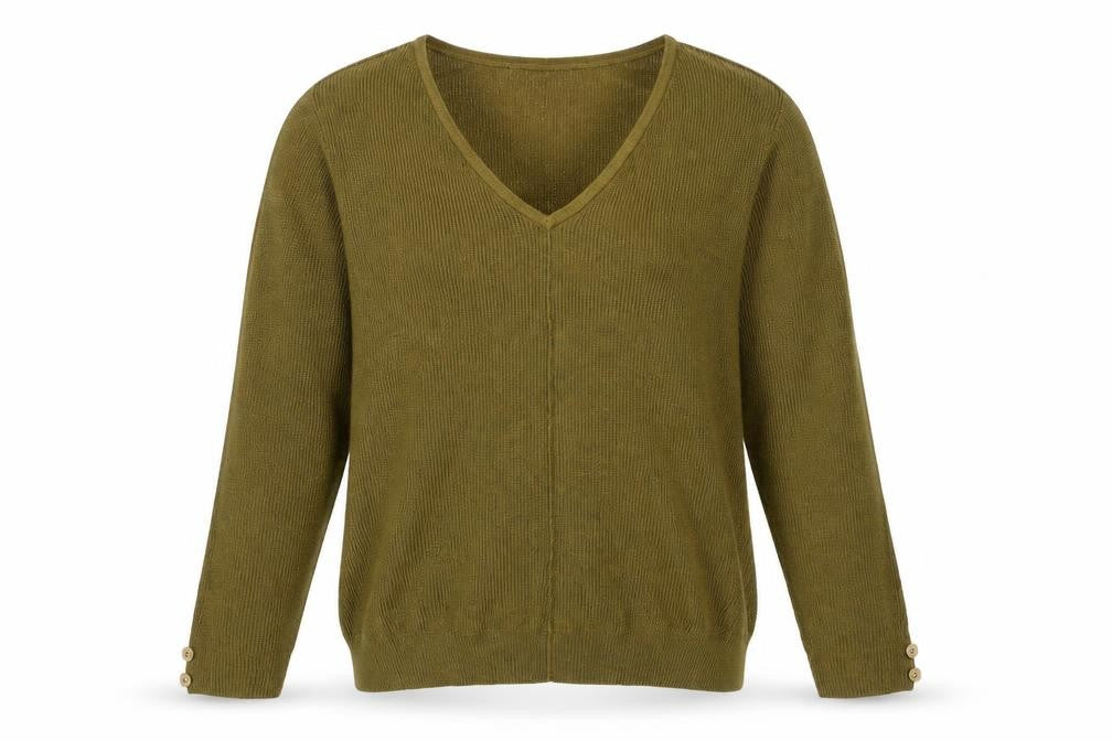Wallis Womens Green V-Neck Polyester Pullover Jumper Size M