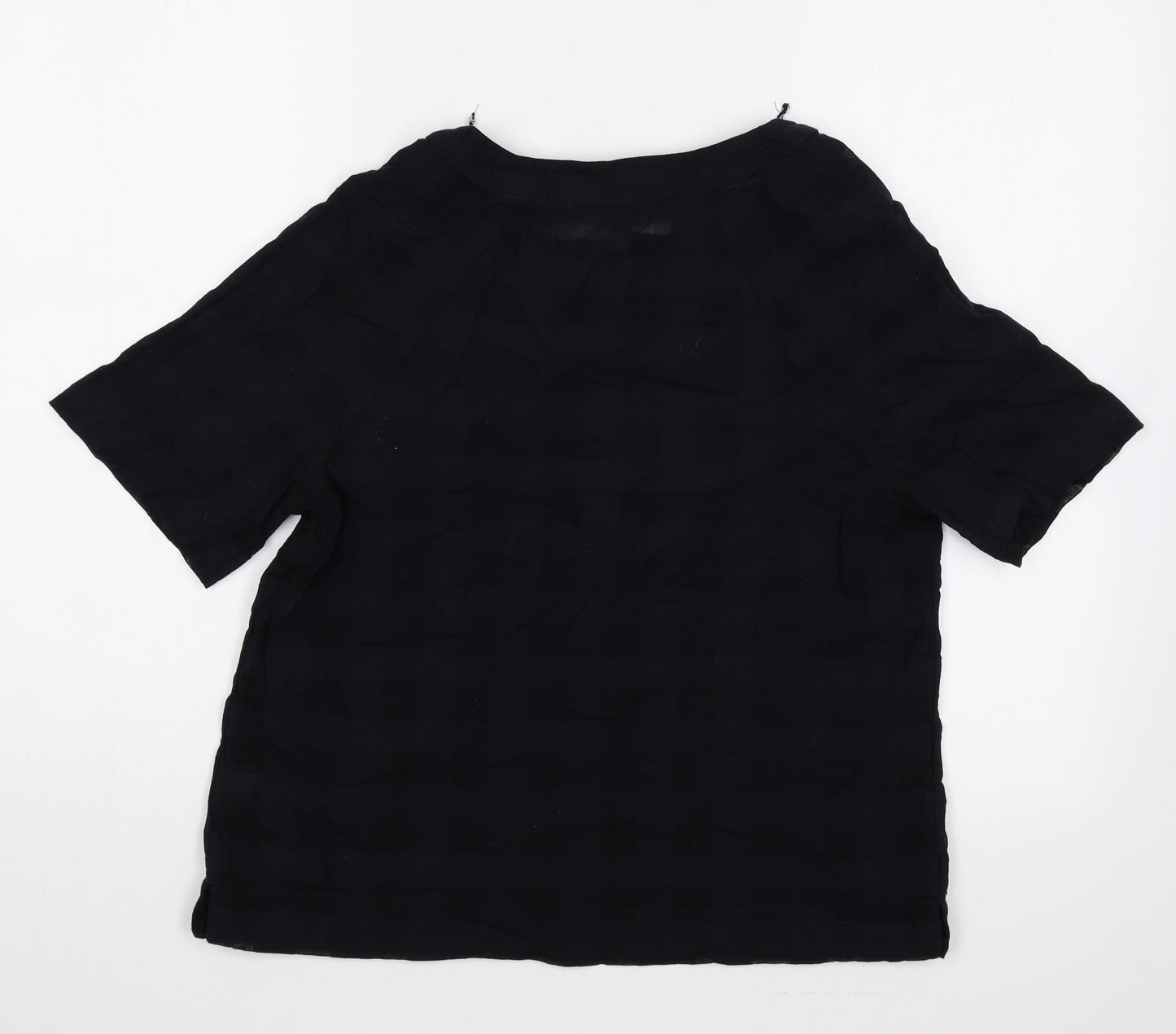 Marks and Spencer Womens Black Cotton Basic Blouse Size 6 V-Neck