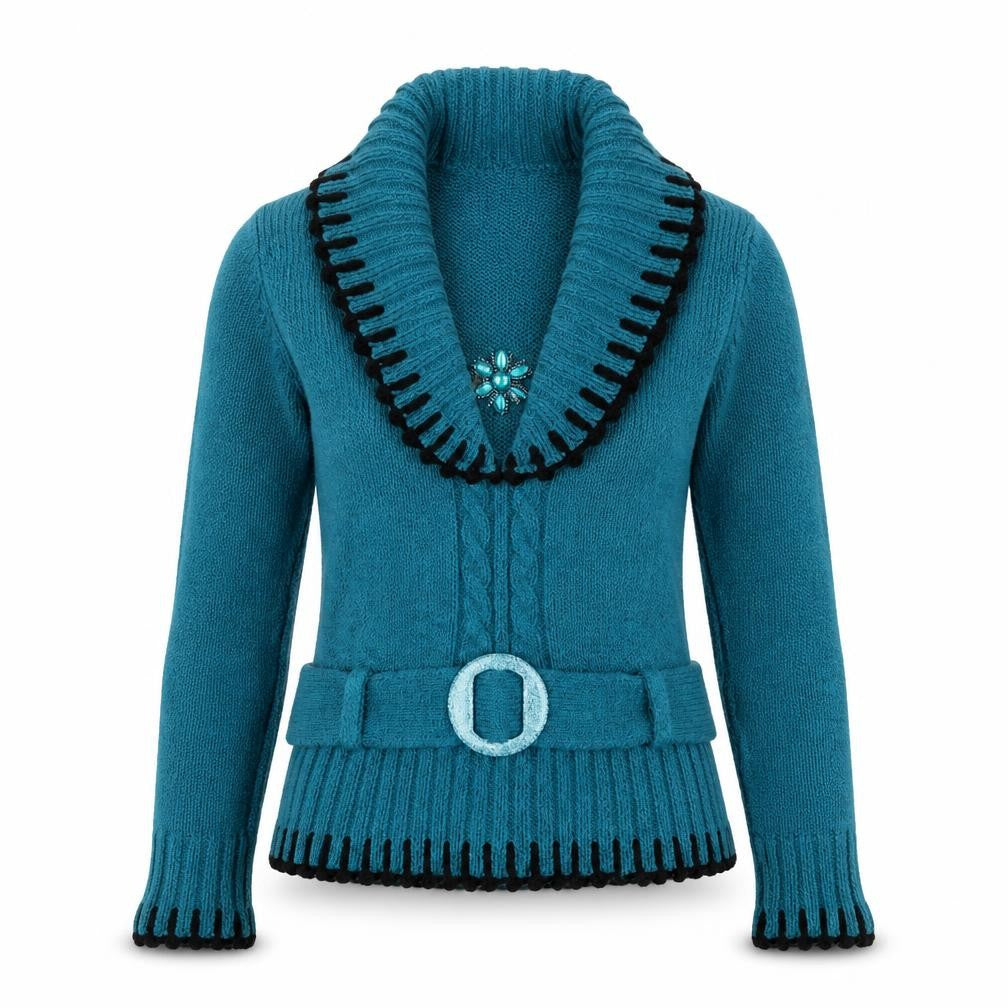Saloos Womens Blue Round Neck Acrylic Pullover Jumper Size M