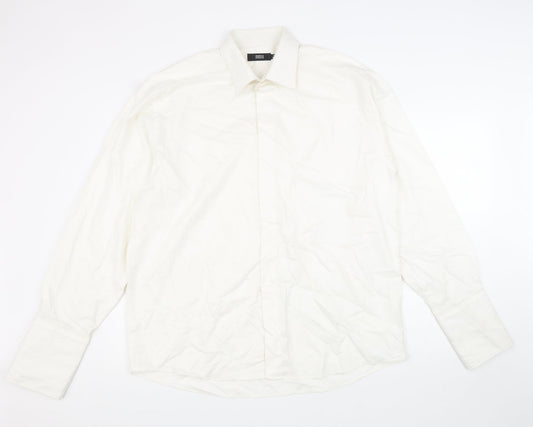 Marks and Spencer Mens White 100% Cotton Dress Shirt Size 16.5 Collared Button