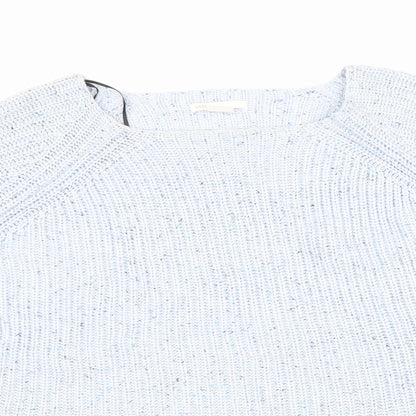 Basic Womens Blue Square Neck Acrylic Pullover Jumper Size S