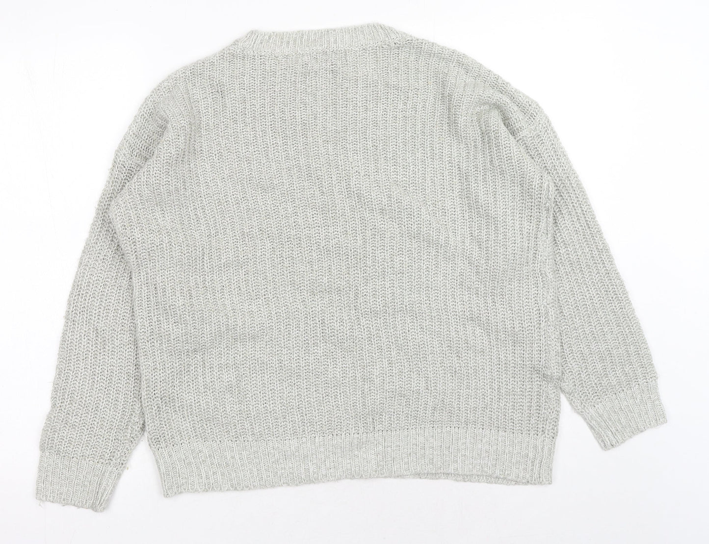New Look Womens Grey Roll Neck Acrylic Pullover Jumper Size S