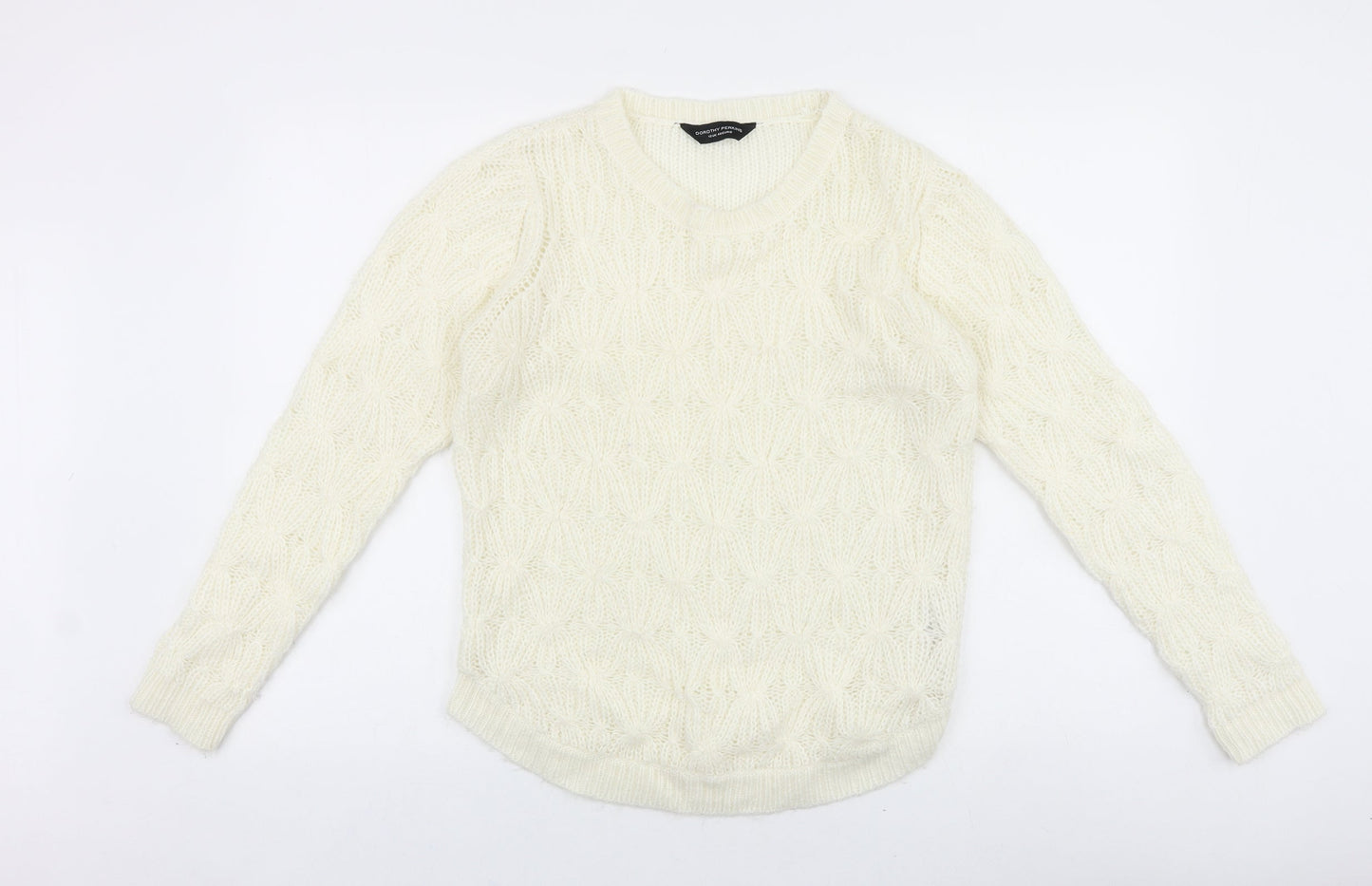 Dorothy Perkins Womens Ivory Scoop Neck Acrylic Pullover Jumper Size 12