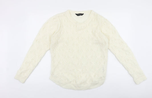 Dorothy Perkins Womens Ivory Scoop Neck Acrylic Pullover Jumper Size 12
