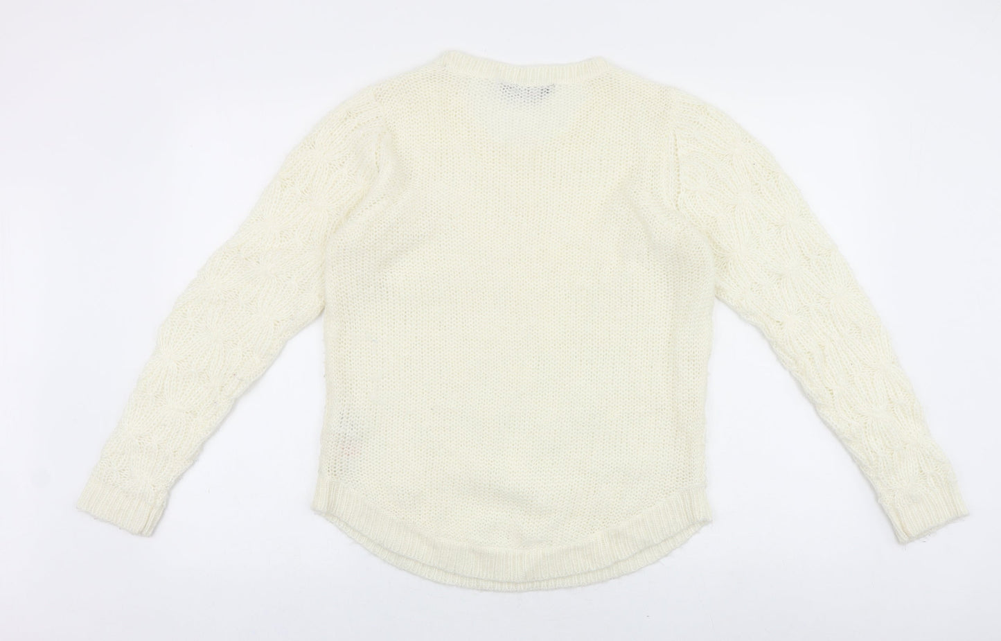 Dorothy Perkins Womens Ivory Scoop Neck Acrylic Pullover Jumper Size 12