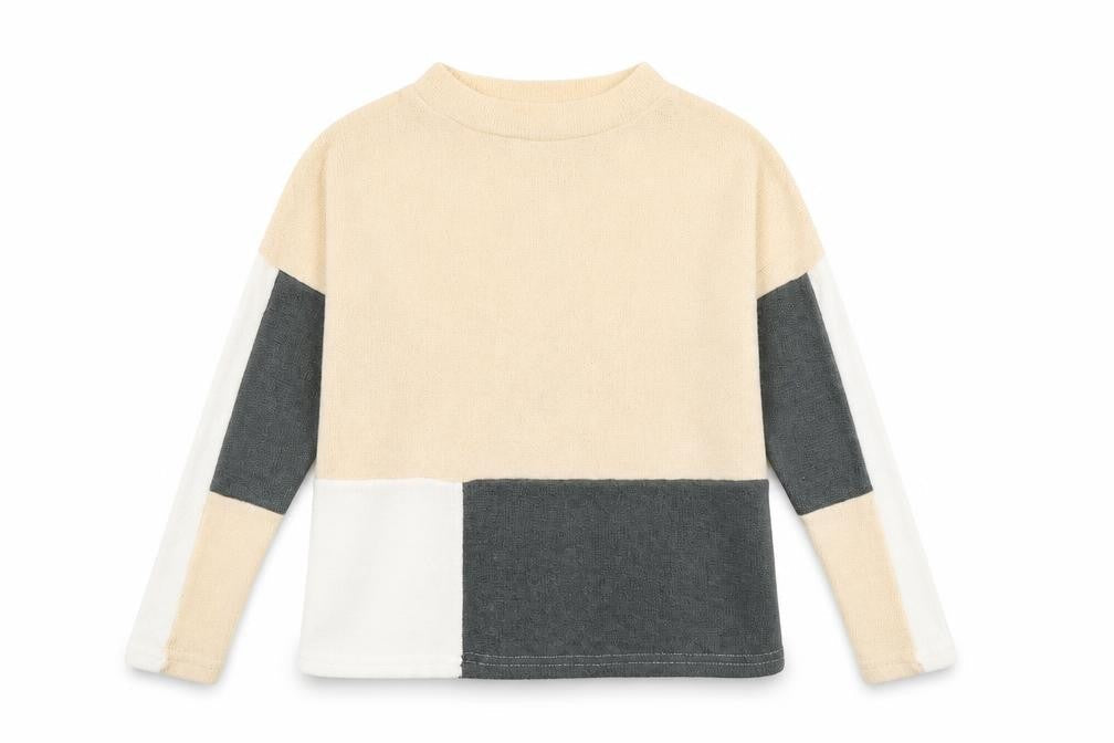 Preworn Womens Beige Boat Neck Polyester Pullover Jumper Size S - Colourblock
