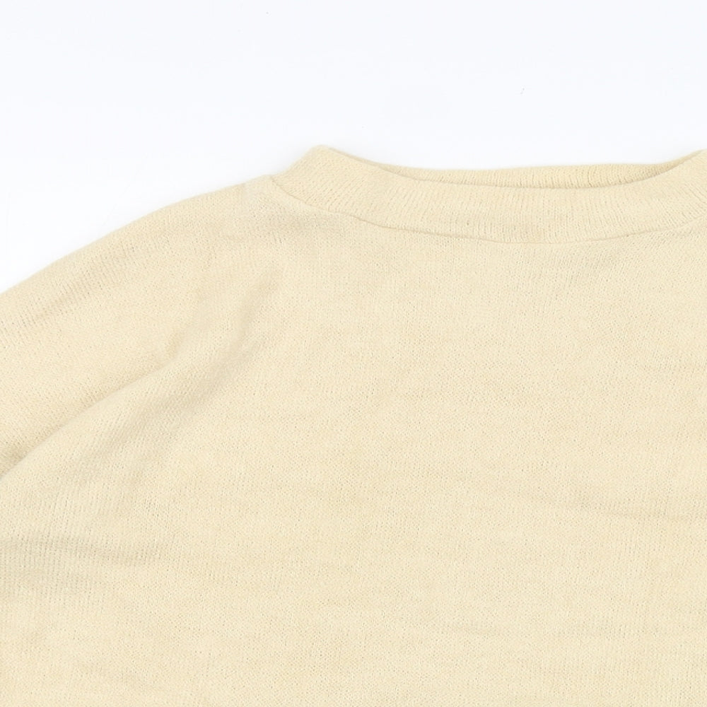 Preworn Womens Beige Boat Neck Polyester Pullover Jumper Size S - Colourblock