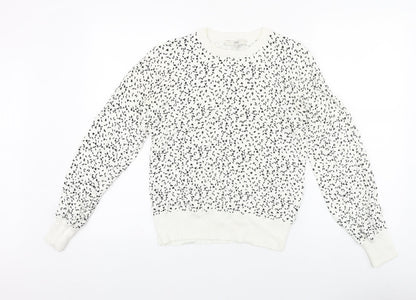 Next Womens White Scoop Neck Geometric Polyester Pullover Jumper Size 10