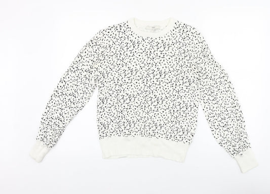 NEXT Womens White Scoop Neck Geometric Polyester Pullover Jumper Size 10