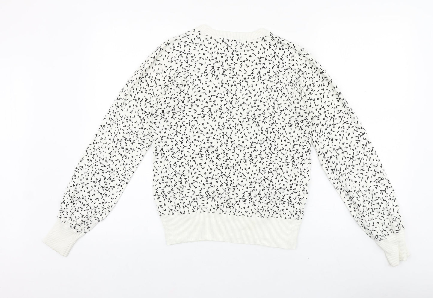 NEXT Womens White Scoop Neck Geometric Polyester Pullover Jumper Size 10