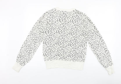 Next Womens White Scoop Neck Geometric Polyester Pullover Jumper Size 10
