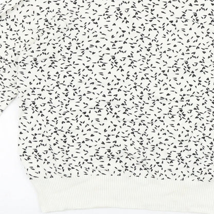 Next Womens White Scoop Neck Geometric Polyester Pullover Jumper Size 10