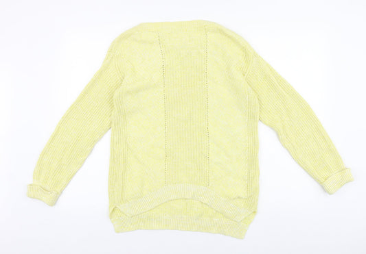 Marks and Spencer Womens Yellow Round Neck Acrylic Pullover Jumper Size S