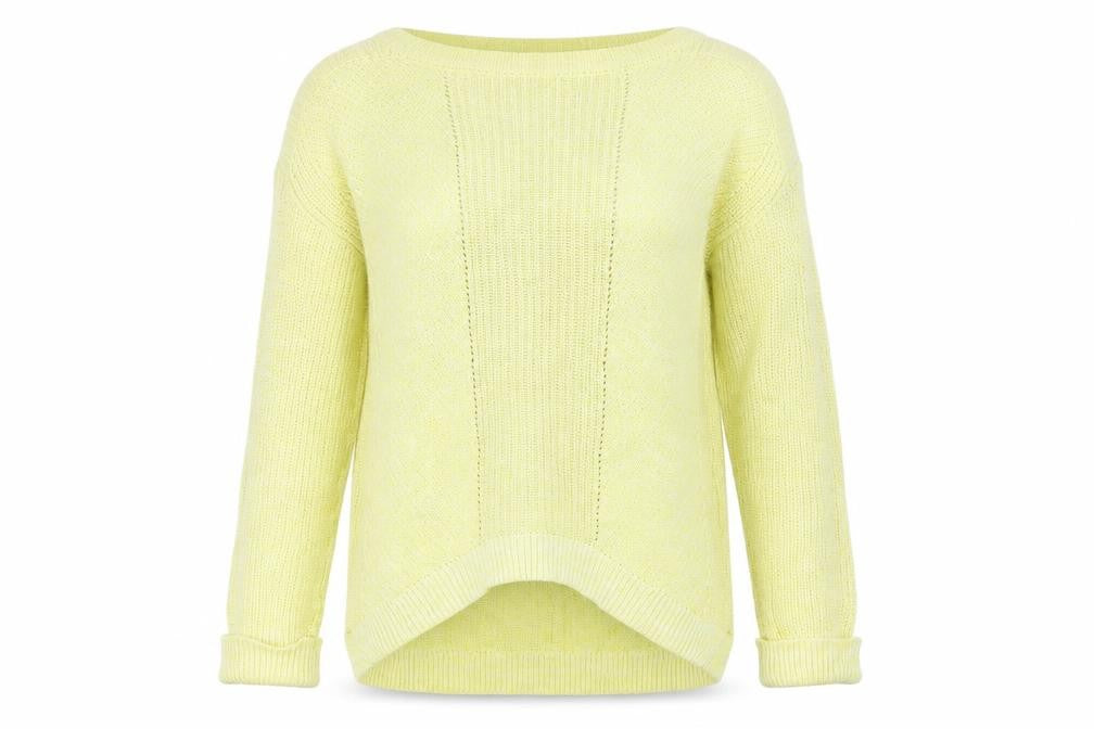 Marks & Spencer Womens Yellow Round Neck Acrylic Pullover Jumper Size S