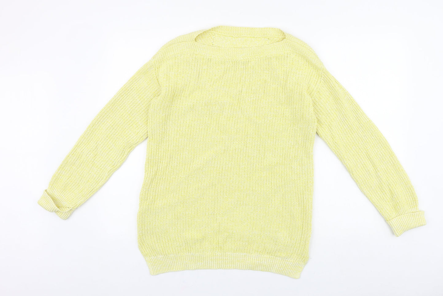 Marks and Spencer Womens Yellow Round Neck Acrylic Pullover Jumper Size S