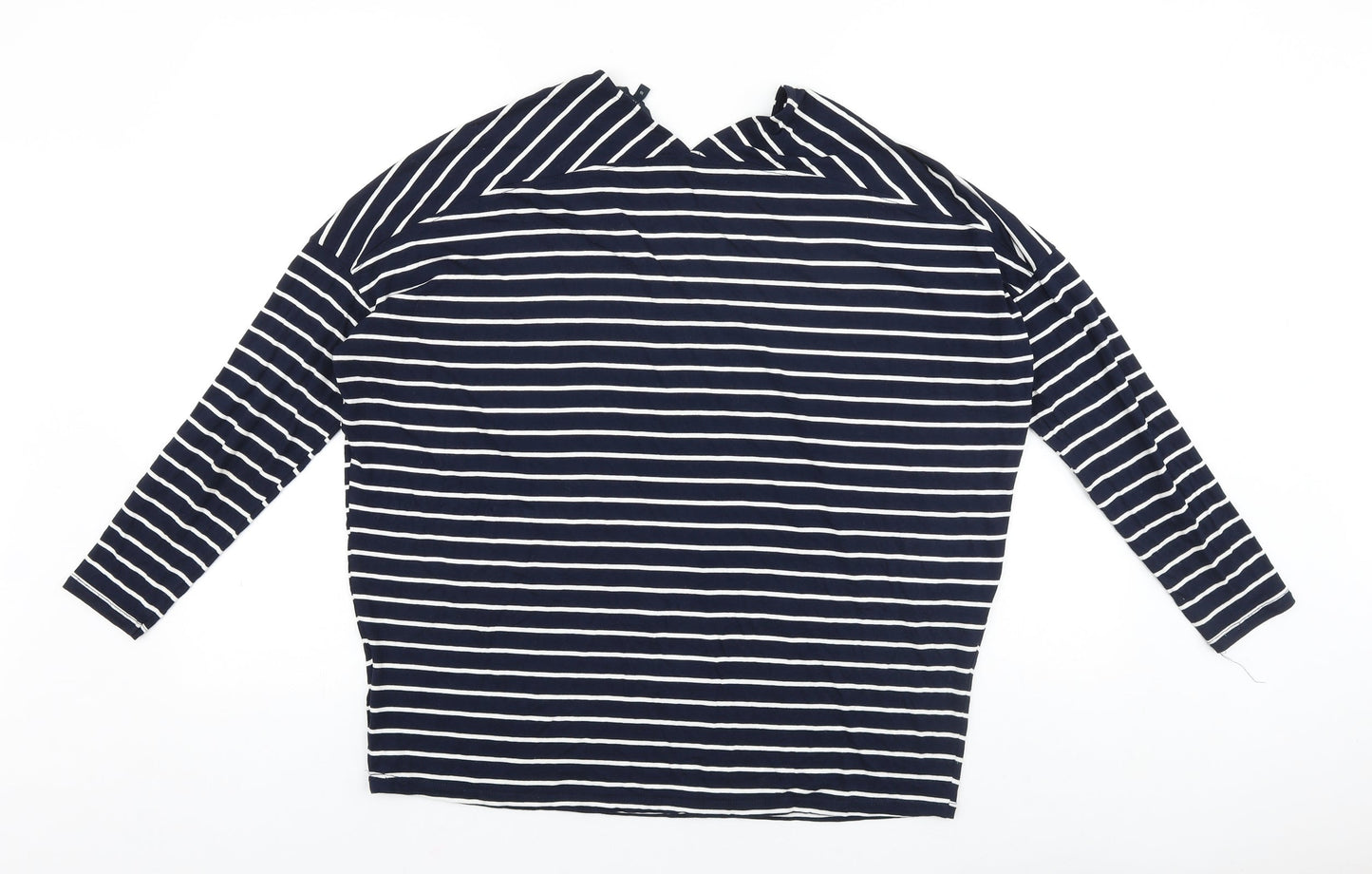 NEXT Womens Blue Striped Viscose Basic T-Shirt Size 10 V-Neck