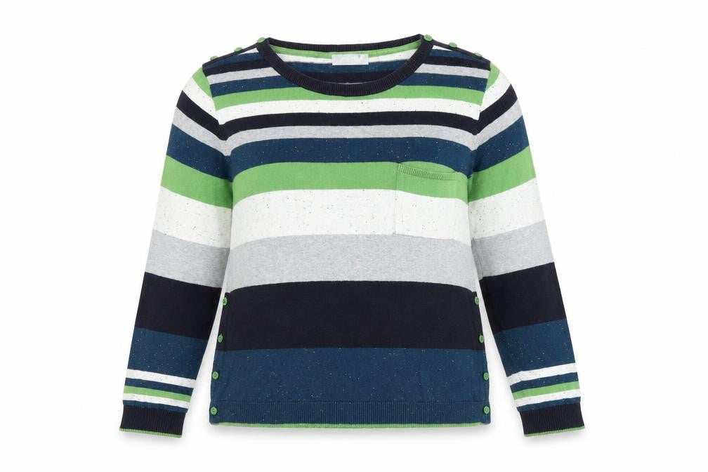 Marks & Spencer Womens Multicoloured Scoop Neck Striped 100% Cotton Pullover Jumper Size 14