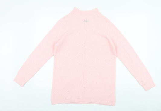 M&Co Womens Pink Mock Neck Acrylic Pullover Jumper Size 10
