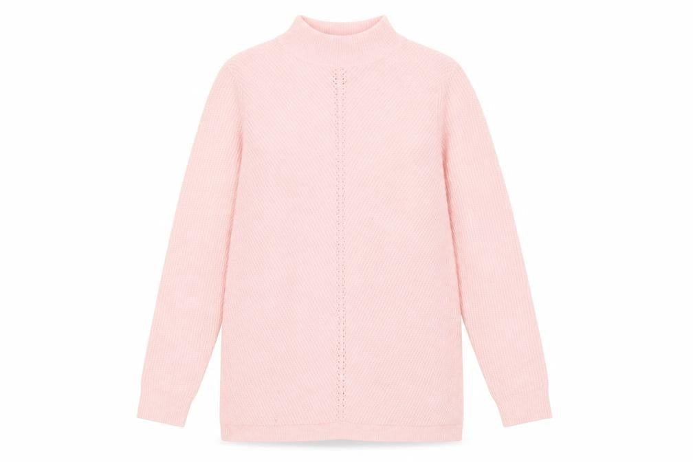 M&Co Womens Pink Mock Neck Acrylic Pullover Jumper Size 10