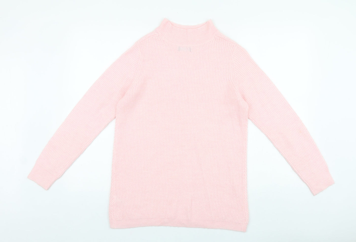 M&Co Womens Pink Mock Neck Acrylic Pullover Jumper Size 10