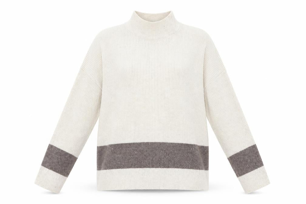 Jaqueline De Yong Womens Beige Mock Neck Acrylic Pullover Jumper Size M
