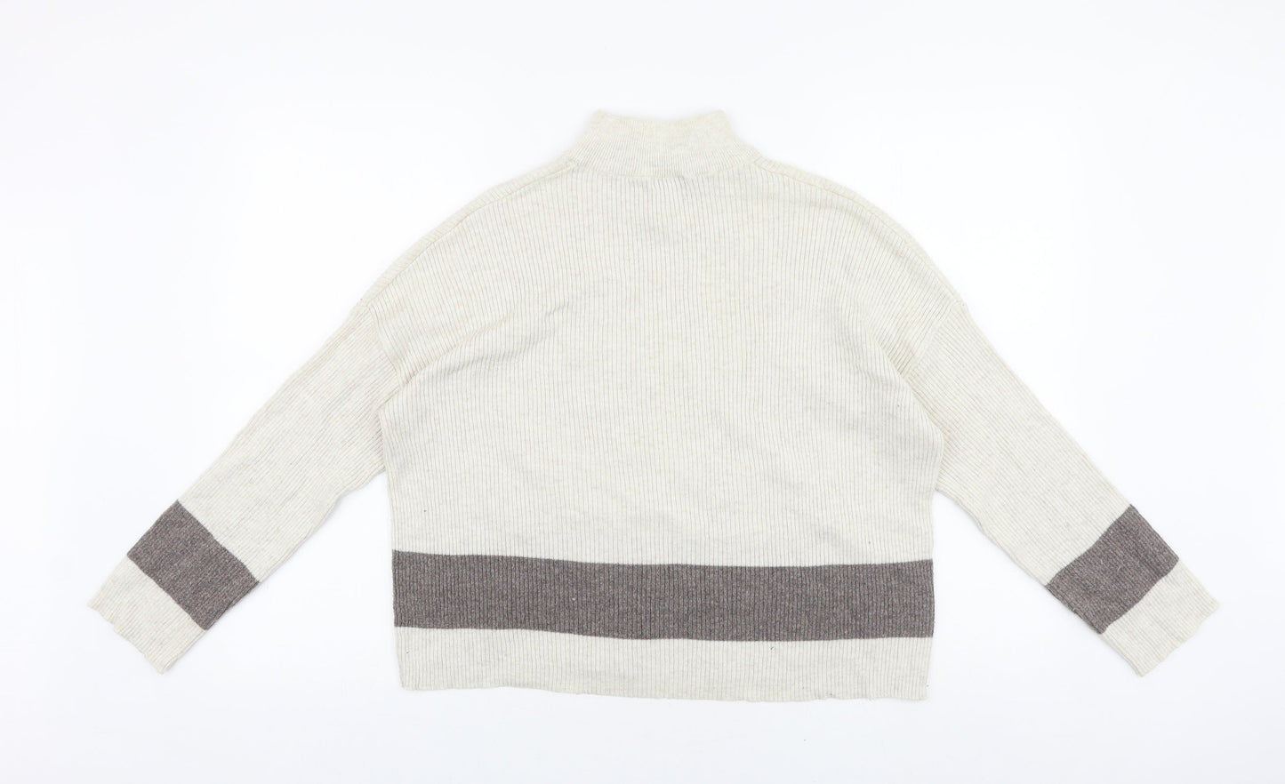 Jaqueline De Yong Womens Beige Mock Neck Acrylic Pullover Jumper Size M