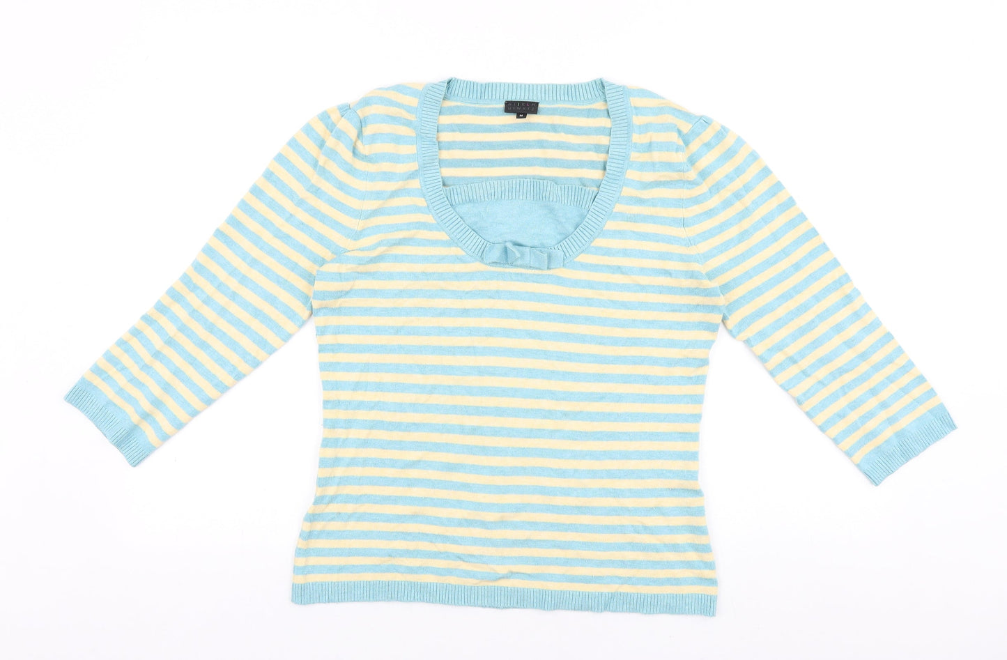 HIJKLM Womens Blue Striped Viscose Basic T-Shirt Size M Scoop Neck