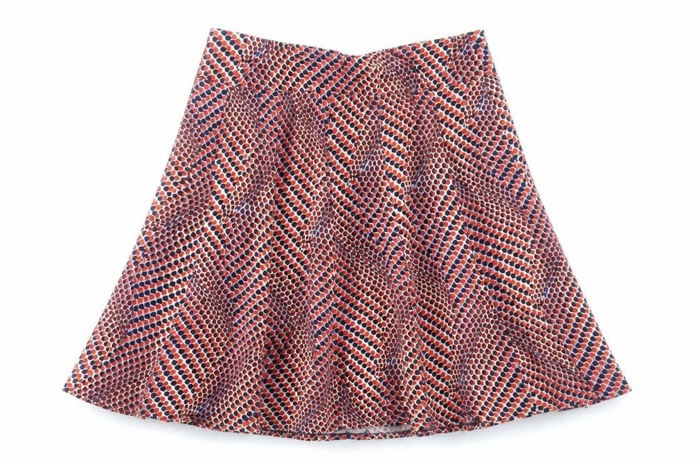 Nightingales Womens Multicoloured Geometric Viscose Skater Skirt Size 34 in