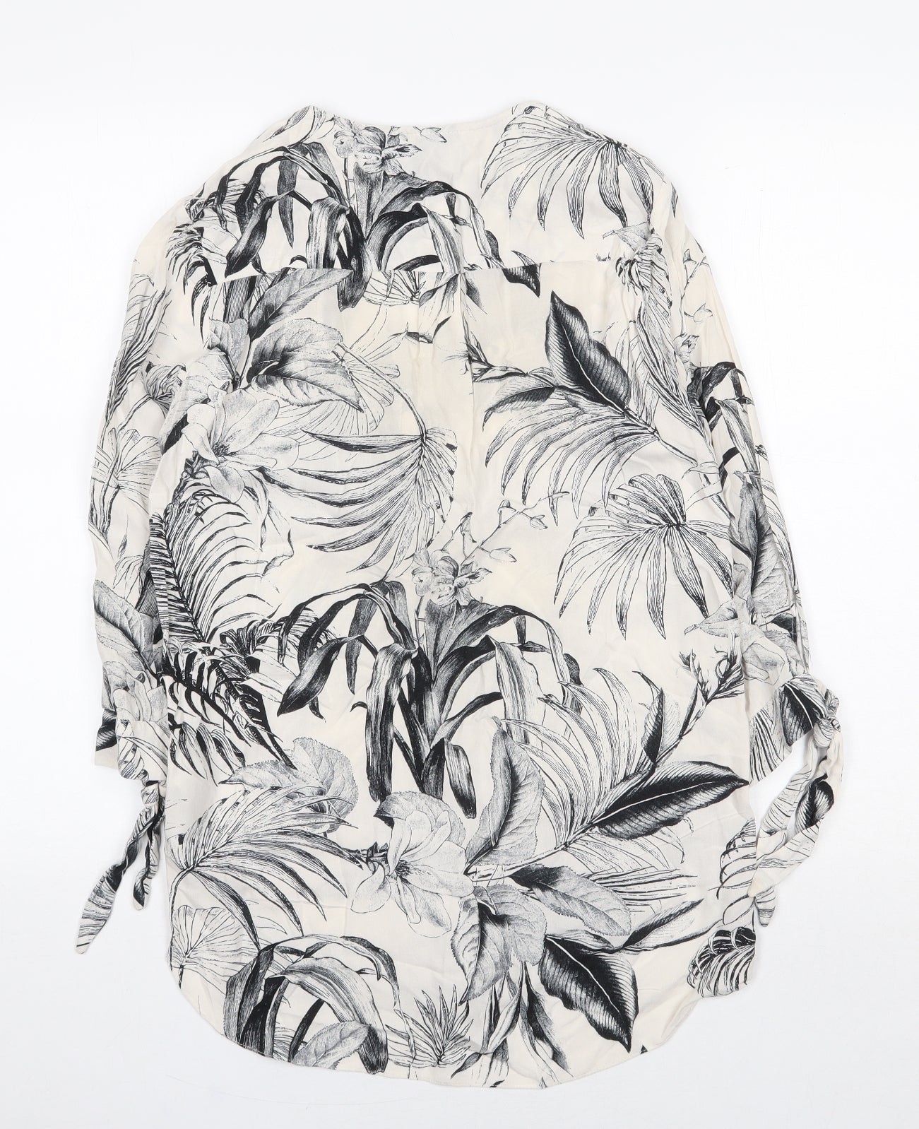 Dorothy Perkins Womens White Geometric Viscose Basic Blouse Size 8 V-Neck - Leaf Print