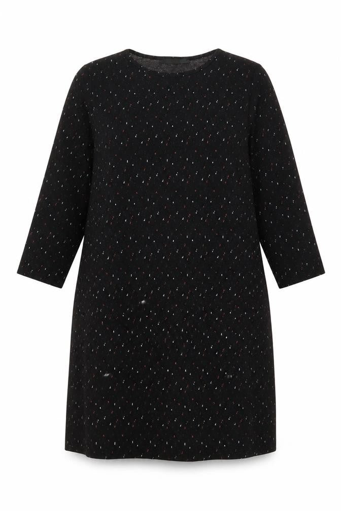 George Womens Black Geometric Polyester A-Line Size 12 Round Neck Pullover