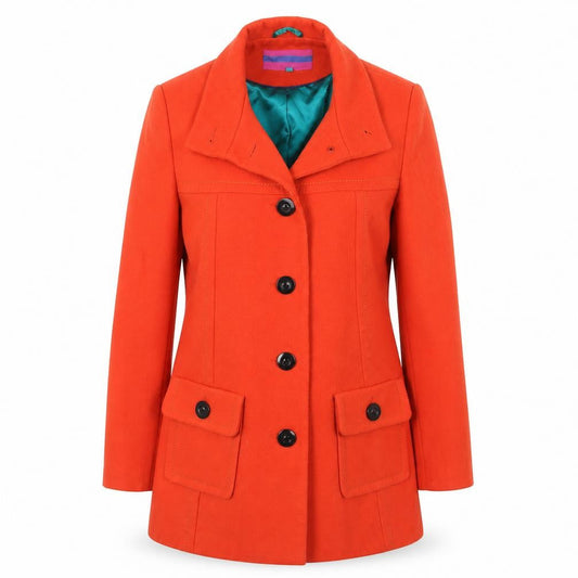 Next Womens Red Pea Coat Coat Size 10 Button
