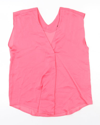 Marks & Spencer Womens Pink Polyester Basic Tank Size 6 V-Neck