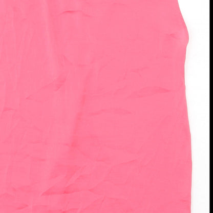 Marks & Spencer Womens Pink Polyester Basic Tank Size 6 V-Neck