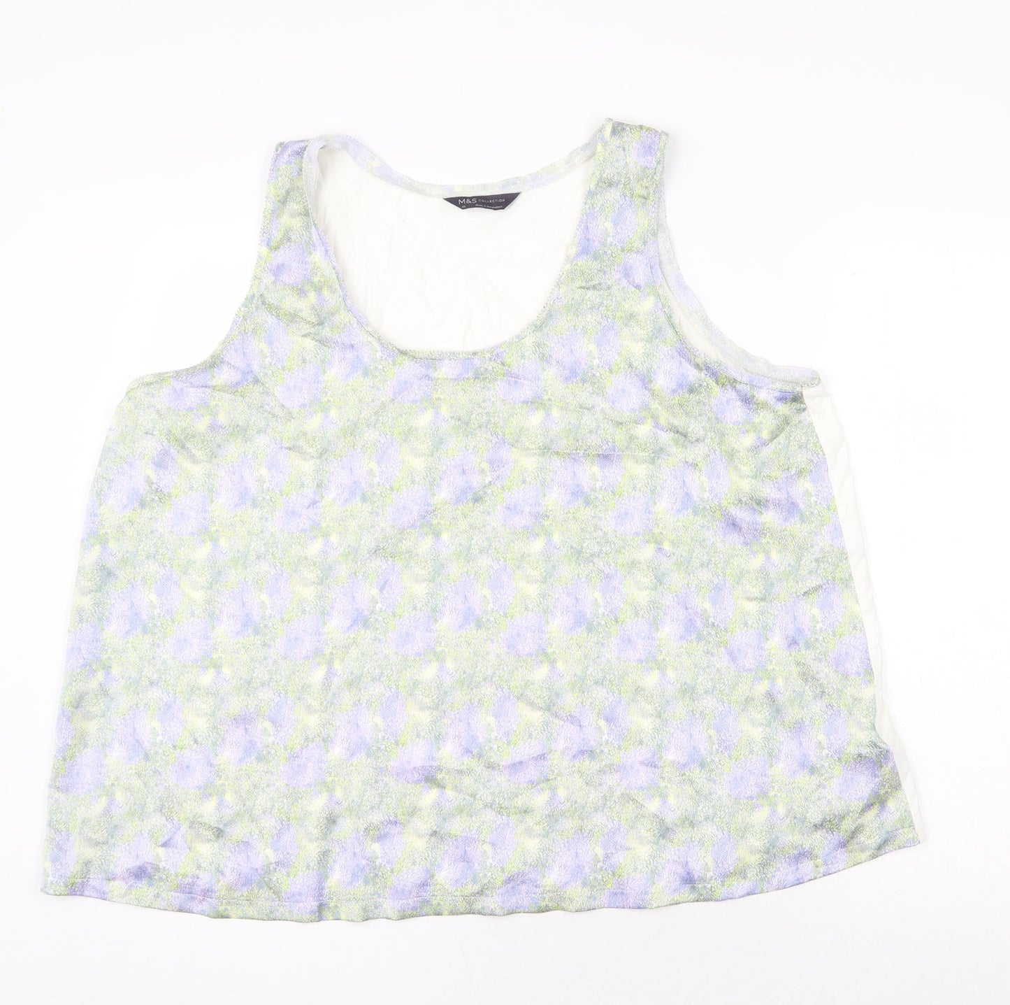 Marks and Spencer Womens Multicoloured Geometric Viscose Basic Tank Size 20 Round Neck