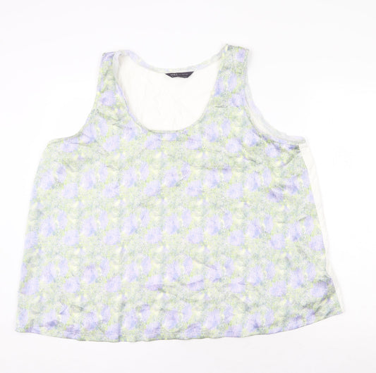 Marks and Spencer Womens Multicoloured Geometric Viscose Basic Tank Size 20 Round Neck