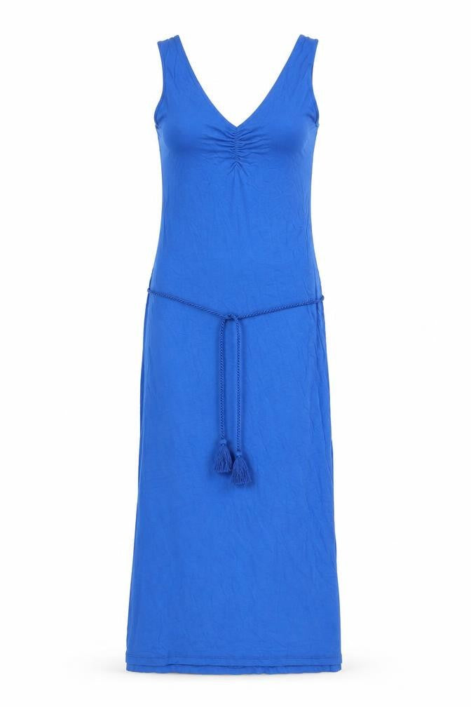 Marks & Spencer Womens Blue Viscose Tank Dress Size 8 V-Neck Tie