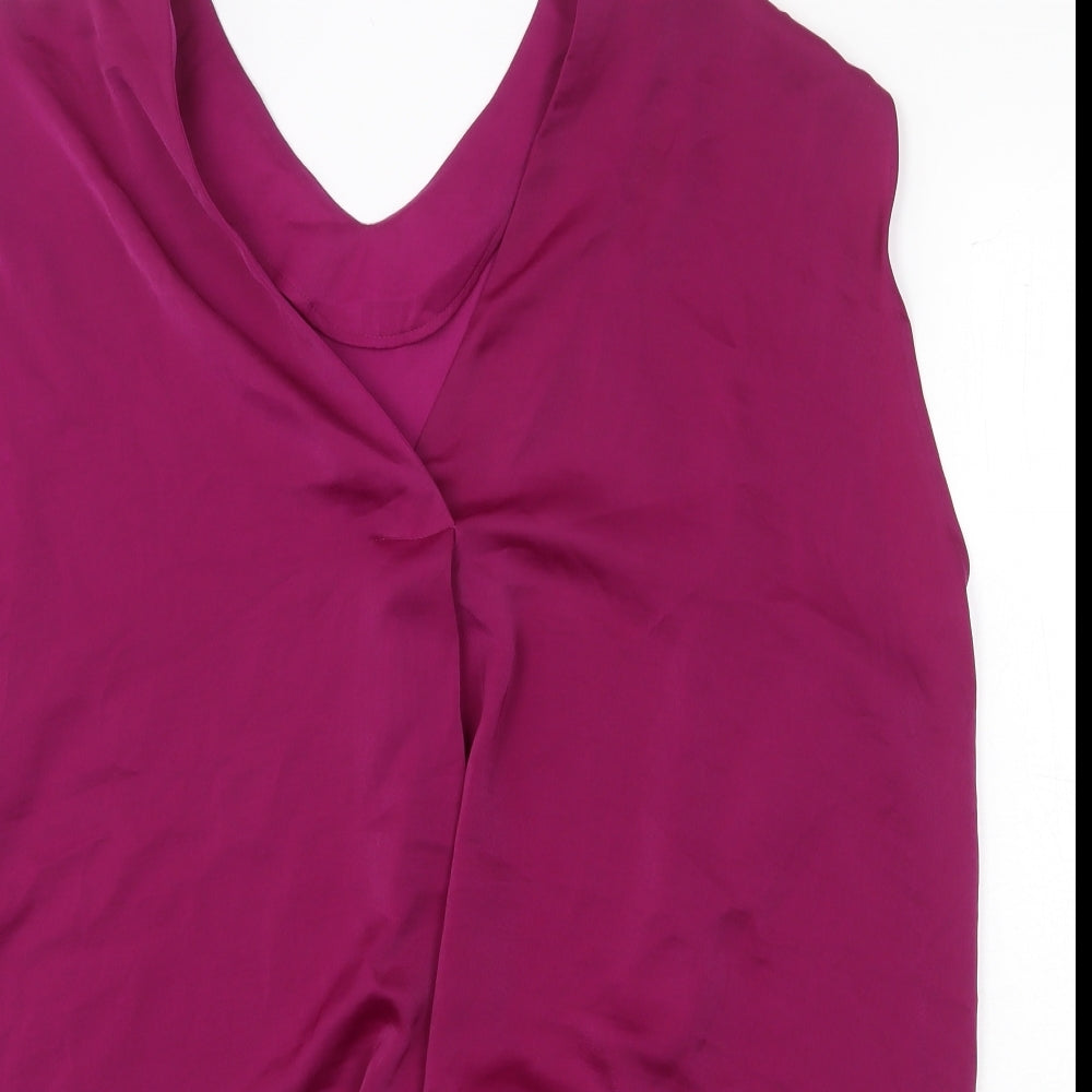Marks and Spencer Womens Purple Polyester Basic Blouse Size 22 V-Neck
