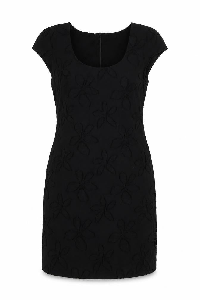 George Womens Black Geometric Polyester Shift Size 10 Round Neck Zip