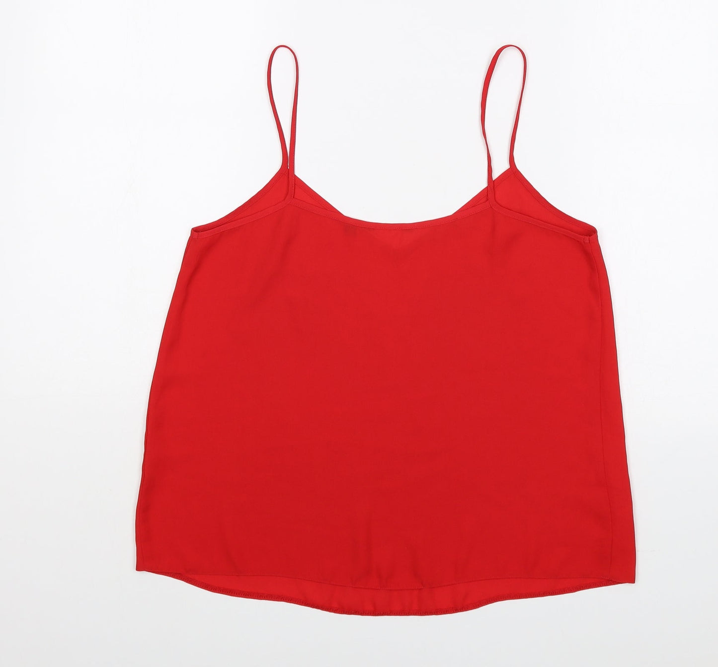 Preworn Womens Red Polyester Basic Tank Size 10 V-Neck